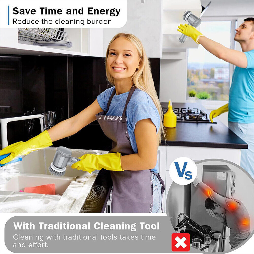 10Pcs Rechargeable Electric Cordless Cleaning Brush Spin Scrubber Turbo Scrub UK NEW