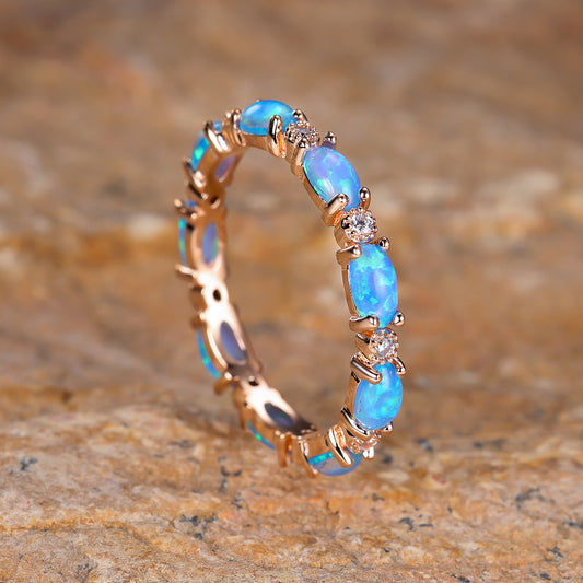 Rhinestones Rings Platinum Heart-shaped Full Of Diamond Opal Ring