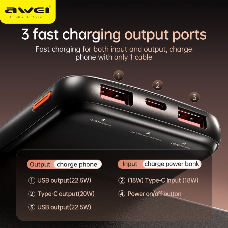 AWEI 22.5W Fast Charging Power Bank