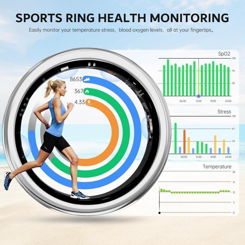2025 New Silver Edge Diamond Smart Ring Fitness Tracker